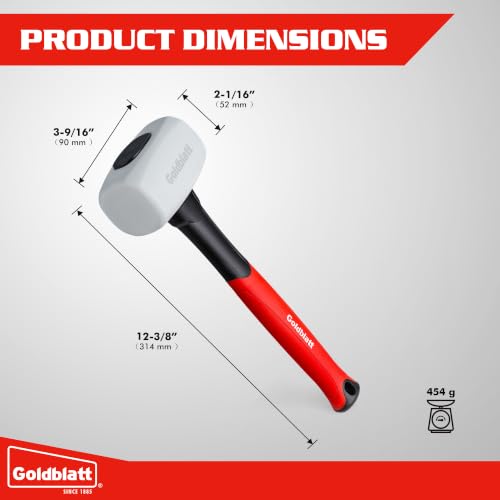 Goldblatt 12 oz. Low Recoil Double Face White Flooring Rubber Mallet Hammer - size: 12 oz.