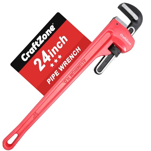 24-Inch Aluminum Pipe Wrench, 24-Inch, Heavy-Duty Adjustable Straight Plumbing Wrench, Drop-Forged Jaw, Lightweight Design, Versatile for Plumbing & Home Repair - size: 24IN