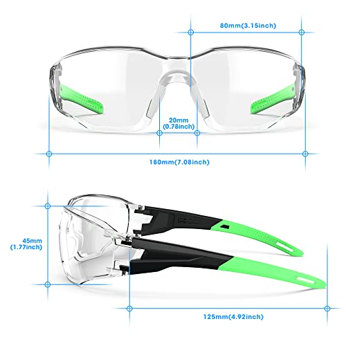 Clear ANSI Z87.1 Safety Glasses Eye Protection Goggles - color: Green