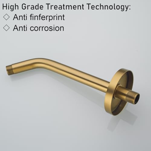 RANDOM 10 Inch Champagne Bronze Shower Arm with Flange,90 Degree Rain Shower Head Extension Arm.RD91018-10-CB - color: 10″Champagne Bronze(Round Flange)