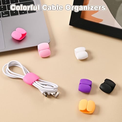 20-Pack Cable Storage and Organizer Clips – Versatile Wire & Charging Cable Management for Travel, Desk, and Home – Secure and Tidy Data Cable Holders – Black - color: Black