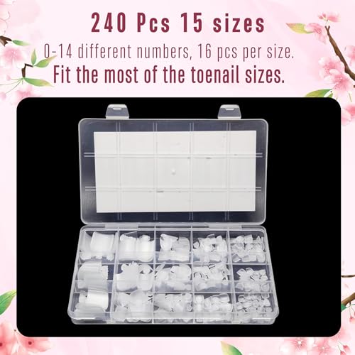 NOVO OVO Sharp Square Toe Nail Tips Press on Full cover, Soft Gel False Toenail Extension Kit, Pre-etched Clear Double Matte Fake Longtoes Claw for Salon DIY Acrylic Pedicure x 15 Sizes 240 Pcs - color: Sharp Square Clear