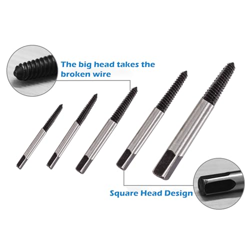TJR® 5pcs Spiral Screw Extractor Set Sizes #1-#5 for M3-M8 - Easy Out Multi-Spline Stripped Bolt Remover