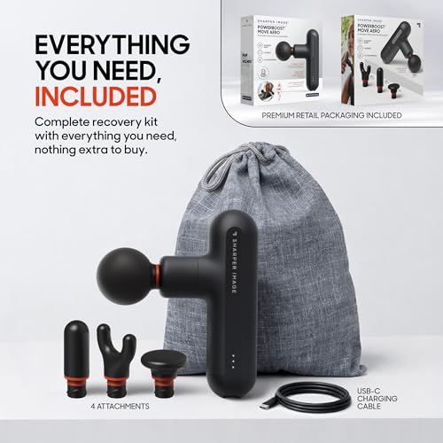 Sharper Image Powerboost Move Mini Percussion Massage Gun, Powerful & Quiet - color: Gunmetal Grey