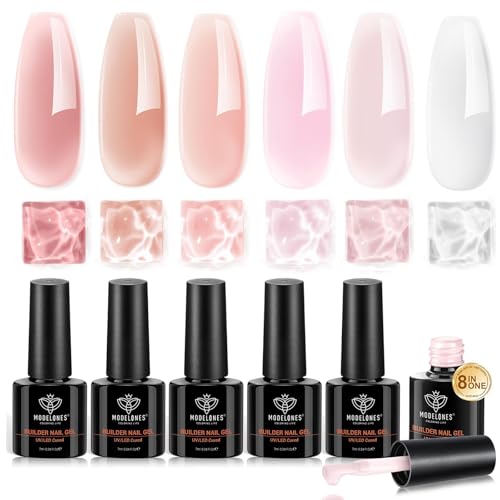 modelones Builder Nail Set, Builder Base Colors Jelly Nude Pink 6 Colors - color: B1-Nude Pink