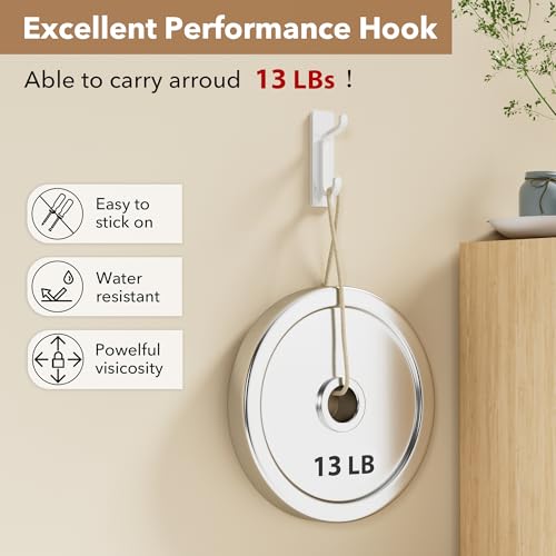 pickpiff 13LB Strong Stick-on Hooks for Coat & Towel, White 4 Pack - color: White, size: 4 Pack