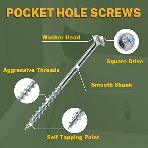 LIONMAX Pocket Hole Screws 1-1/4 Inch, 1000 PCS, Interior #8 Pocket Screws