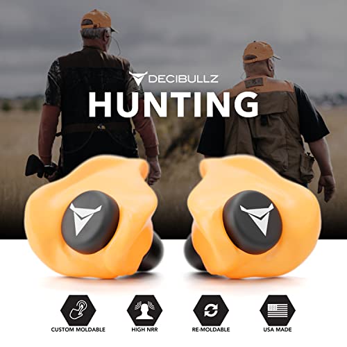Decibullz Custom Molded Ear Plugs 31dB NRR Shooting Ear Protection (Orange) - color: Orange