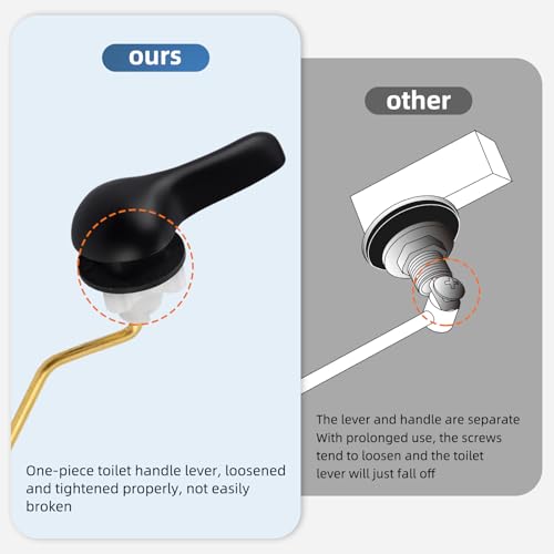 iFealClear Universal Metal Toilet Tank Flush Lever Replacement, Side Mount Toilet Handle Replacement Kit, Solid Brass Toilet Trip Lever Fits Most Toilets, Stainless Steel Chain, Matte Black - color: Matte Black, style: Side Mount Design