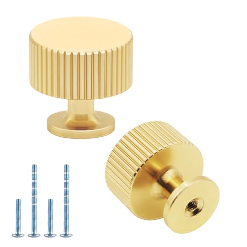 6 Pack Gold Cabinet Knobs Dresser Knob, Brushed Brass Drawer knobs - color: Gold, size: 6 Pack