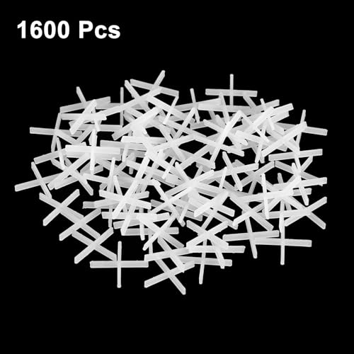 uxcell 1600Pcs Tile Spacers, 1mm 1/32" Cross Shape Wall Floor Tile Spacer Tiling Tools for Ceramic Tile Installation, White - size: 1mm