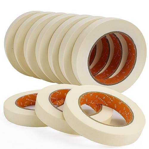 Masking Tape Bulk 10 Packs 0.75 Inch for General Purpose White Beige 55 Yds - size: 0.75 Inch x 55 Yards x 10 Rolls