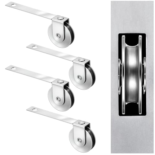 Lounsweer 4 Pcs 1 Inch Steel Screen Door Rollers Replacement, Straight - style: Straight