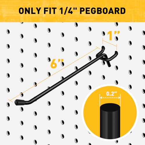 ELEAD 60-Piece 6 Inch Extra Thick Pegboard Hooks, Heavy Duty Peg Board Organizer Accessories, Peg Board Tool Hangers Fit for 1/4" Pegboard Hanging Tools Garage, Workshop, and Craft Storage - style: 60-Piece 6 Inch extra thick