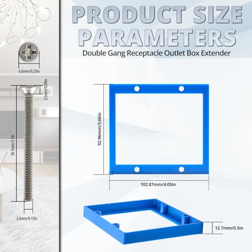 1/2" Double Gang Electrical Box Extender, Blue, Pack of 3 - color: Blue-1/2"