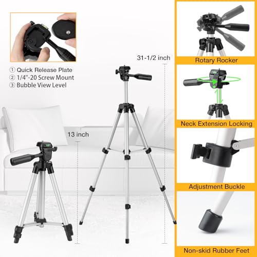 PREXISO Laser Level with Tripod, 65Ft Self Leveling Cross Line Laser Level - style: 31-1/2 inch Tripod