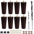 Sofa Legs Square Bed Feet 6 inch Wood Replacement Leg for Furniture Set of 8, Dark Brown - color: 8sets, size: 6inch