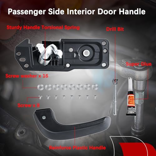 FAERSI Interior Door Handle Kit Front/Rear Right Passenger Side for 2007-2014 Chevy Silverado, Tahoe, Suburban, Avalanche, GMC Sierra, Yukon, Yukon XL, Cadillac Escalade Replaces# 20833602, 80375 - color: Right Passenger Side