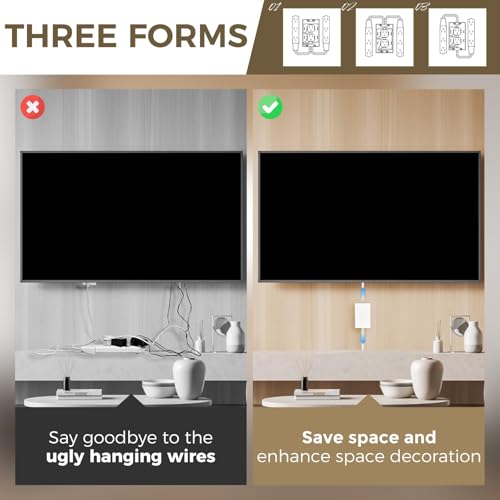 SakerPlus Flat Wall Outlet Extender, Split Extension Cord, 6AC Outlets - style: dual 8ft (AC ports)