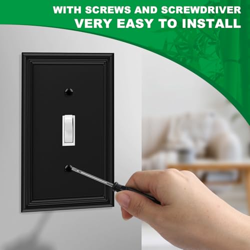 4 Pack Matte Black Decorative Single Toggle Light Switch Covers Plate - size: 1 Toggle 4 Pack
