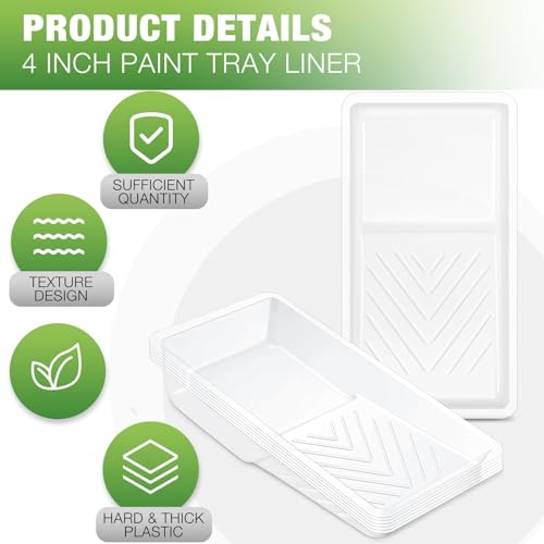 Geelin 120 Pcs Paint Tray Liner 4 Inch Small Paint Tray Paint Pan Liners Mini Paint Liners Disposable Paint Roller Tray with Deep Paint Pocket and Textured Ridge Compatible with Most 4" Paint Rollers