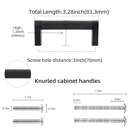 10 Pack 3 Inch(76mm) Matte Black Kitchen Cabinet Handles Cabinet Pulls Black Drawer Pulls Kitchen Cabinet Hardware Handles Dresser Handles - color: Matte Black, size: 3" Hole Center（76mm）