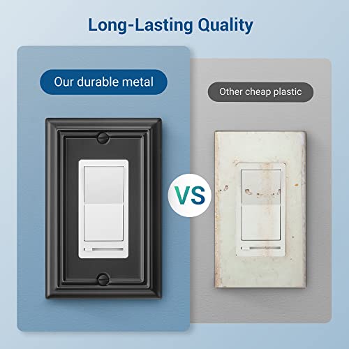 DEWENWILS Metel Decorator Outlet Cover, 4-Pack Wall Plates - color: Black, size: 3 Toggle 2PK