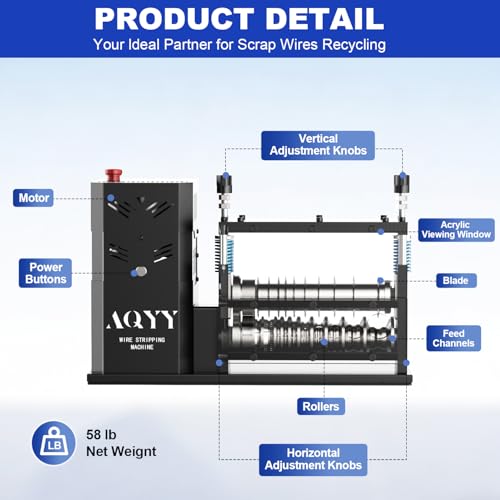 Electric Wire Stripping Machine, 11 Channel Automatic Wire Stripper for 0.08-1.5 in. Copper Wires, 700W Cable Stripper Machine with 10 Blades, Electric Wire Stripper for Workshop Recycling
