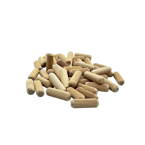 5/16" x 1" - 100 Pack Wooden Dowel Pins - Kiln Dried, Fluted, and Beveled (5/16" x 1", 100pk) - size: 5/16" x 1"
