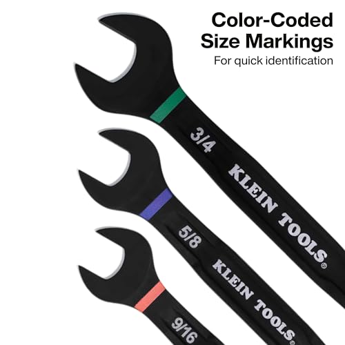 KLEIN TOOLS 69408G Ratcheting Combination Wrench Set, SAE, 8-Piece, 5/16 to 3/4-Inch, Steel Alloy, Foam Pouch, 90-Tooth