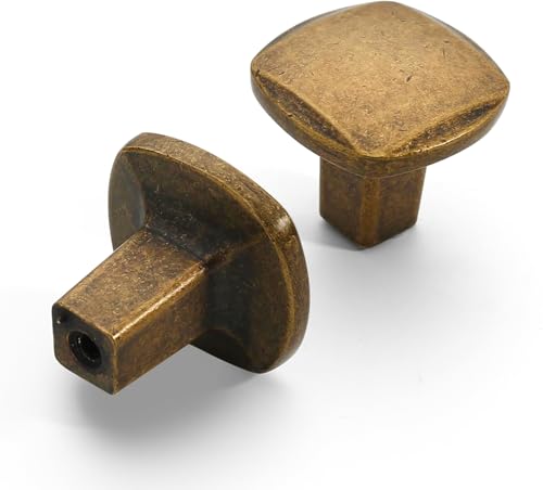 Asidrama 10 Pack Antique Brass Kitchen Cabinet Knobs - color: Antique Brass, size: Single Hole