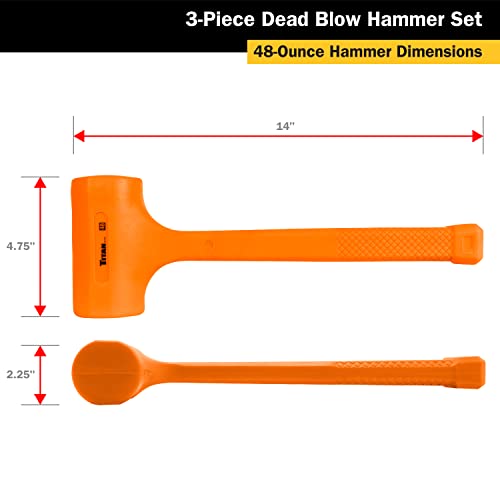 Titan 63143 3-Piece Dead Blow Hammer Set, Includes 1lb, 2lb & 3lb with Non-slip Diamond Textured Handles, Spark & Rebound Resistant - size: 16oz + 32oz + 48oz