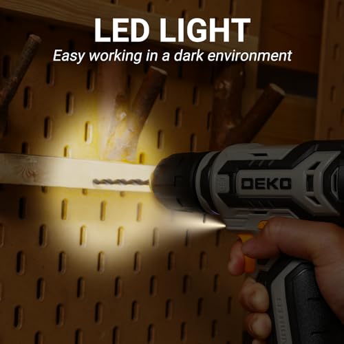 Cordless Drill: DEKO PRO 12V Power Battery Drill Set with Small Electric Drills and 3/8-inch Keyless Chuck with Portable Tool Set Gift Box - color: Grey
