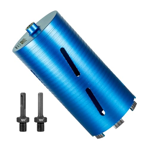 SALI Diamond Core Drill Bits 5" Diameter 10"/254mm Drilling Depth 5/8-11" Thread Core Bit Turbo Laser-Welded Segments for Cured Concrete with, Brick, Block, Masonry, with Two Adapters - size: 5 inch
