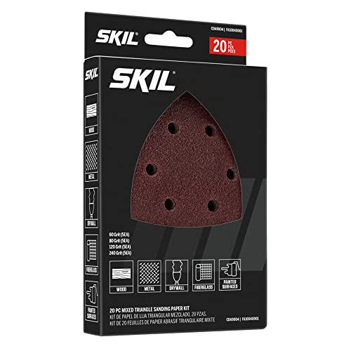 SKIL 20-Piece Mixed 60/80/120/240 Grits Mouse Detail Sanding Paper Kit for SKIL Sanders SR232301/SR250801/SR6607B-10 - CDA9004 - style: 20-Piece Mixed Sanding Paper