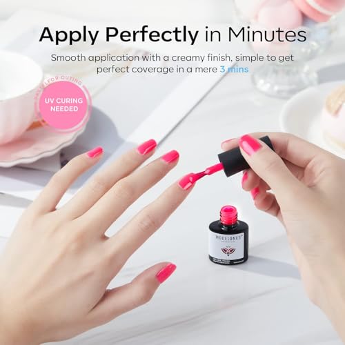 modelones Pink Gel Nail Polish Set 6 Colors, Hot Neon Light Dark Milk Pink - color: A A A0 Pink Shades