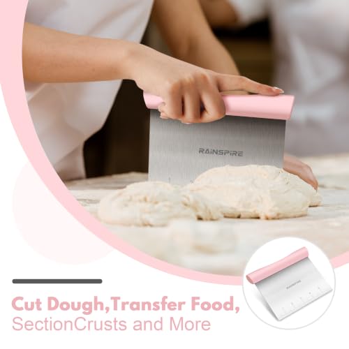 Multi-Purpose Stainless Steel Bench Scraper Dough Blender & Pastry Cutter - color: Pink