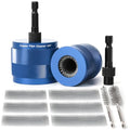 1/2" & 3/4" Copper Pipe Cleaner Set for Drill, with 1/4" Hex Shank & 6 Brush Blades & 2 Pipe Cleaning Brush, Plumbing Tools for Removing Rust, Stains & Paint from Copper & Metal Pipes, Blue - color: Blue