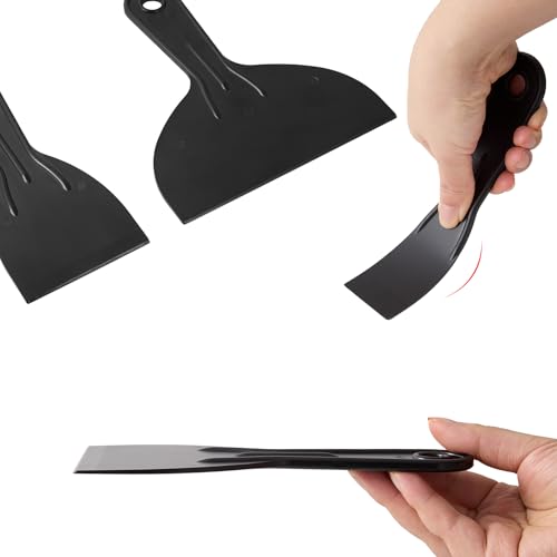 Plastic Putty Knife Set - 3Pcs Black Plastic Scraper Tool, 1.5"/3"/6" Sizes Spackle Knife for Spackling, Painting, Drywall, Arts and Crafts, Tile Jobs, Tamale Making - color: Black