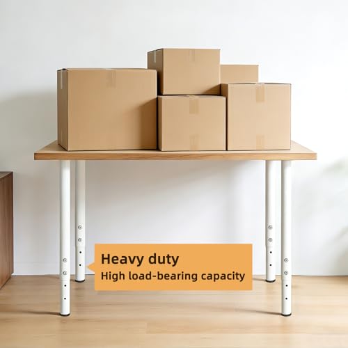 QLLY 24-40 inch Adjustable Metal Table Legs, Heavy Duty DIY Desk Legs with Leveling Feet, Set of 4, White for Home Office, Desk, Countertop, Kitchen Table - color: White