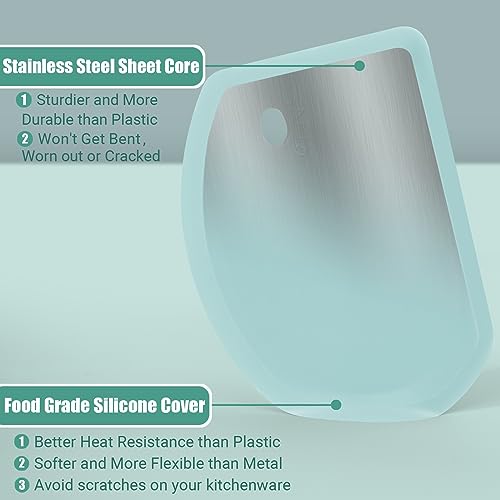 Silicone Dough Scraper with Metal Core Flexible Bowl Scraper Bread Baking - color: Mint Green