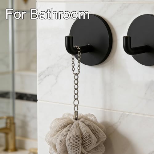 8-Pack Adhesive Wall Hooks for Bathroom Kitchen Towels Coats, Black - color: Black