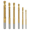 JJUNW 6 Pack Titanium Coated HSS Twist Drill Bits, 3-8mm Serrated Side Cutting Drill Bit, Hex Shank Serrated Cutting Drill Bits, Woodworking Tools for Wood Metal Plastic Hole
