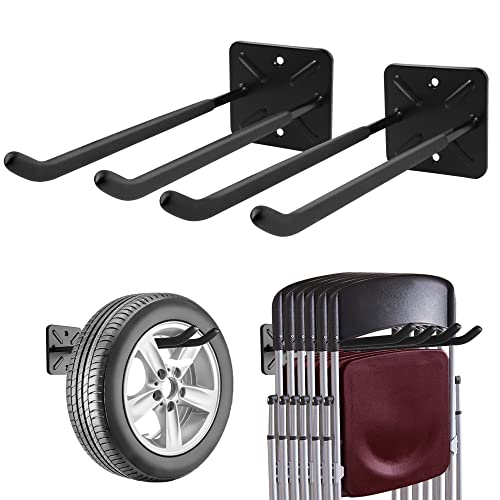 Sinoer 2 Pack Metal Wall Mount Garage Double Storage Hooks - style: 2pc Heavy duty hooks -12"