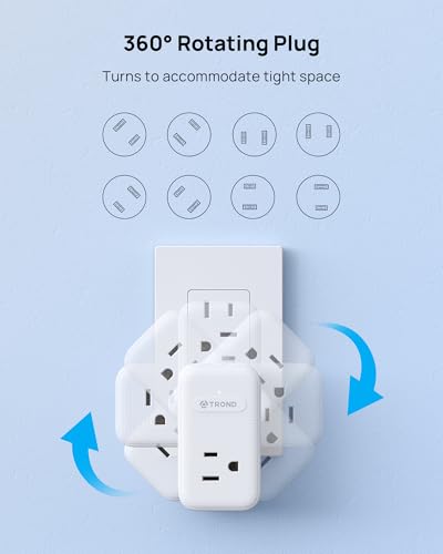 TROND 2 Prong to 3 Prong Outlet Adapter with 360 Rotating Plug - color: White, size: 2 Prong-1 Pack