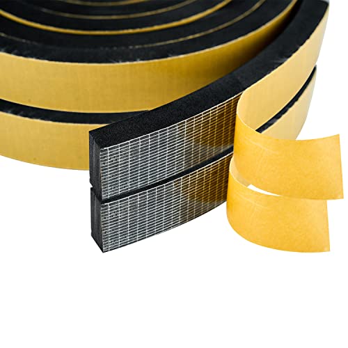 High Density Foam Weather Stripping Door Seal Strip Insulation Tape Roll for Insulating Door Frame, Window, Air Conditioner | Self Adhesive Sealing Weatherstrip (Black, 1 in 3/4 in x 13 Ft) - color: Black, size: 1 In x 3/4 In x 13 Ft