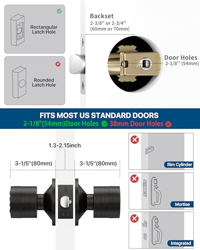 Keyless Entry Door Lock,Door Knob with Keypad，Smart Code Door Lock,Mute Mode,Passage Function, Easy to Install,Oil Rubbed Bronze - size: Oil Rubbed Bronze 1Pack