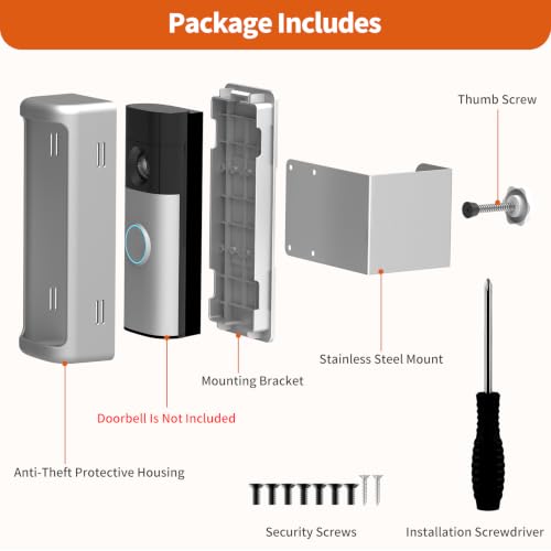 Yaluyo No-Drill Doorbell Mount with Rain Cover, Anti-Theft Door Kits - style: 2026 battery doorbell 2nd Silver
