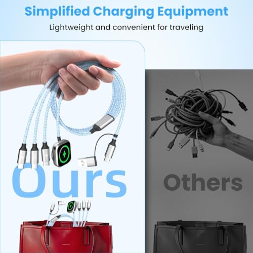 4in2 3 X USB C Cable Multi Charging Cable for iWatch Charger, 5FT 2PCS - color: B1-Square_2, size: 2PCS&5FT