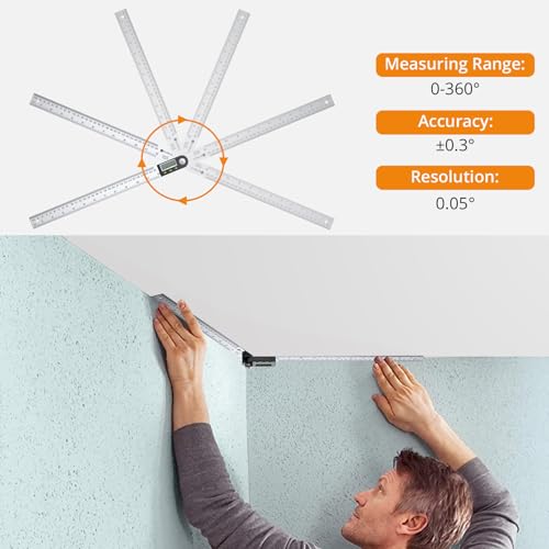 Neoteck 12 inch/30cm Stainless Steel Digital Angle Finder Protractor Ruler - size: 12 inch